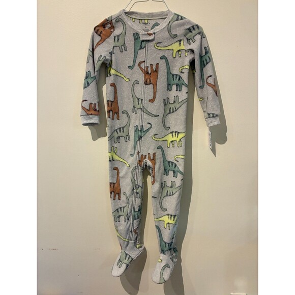 NWT Carter's Just One You Gray Dinosaur Fleece Sleeper - 5T - Picture 1 of 3